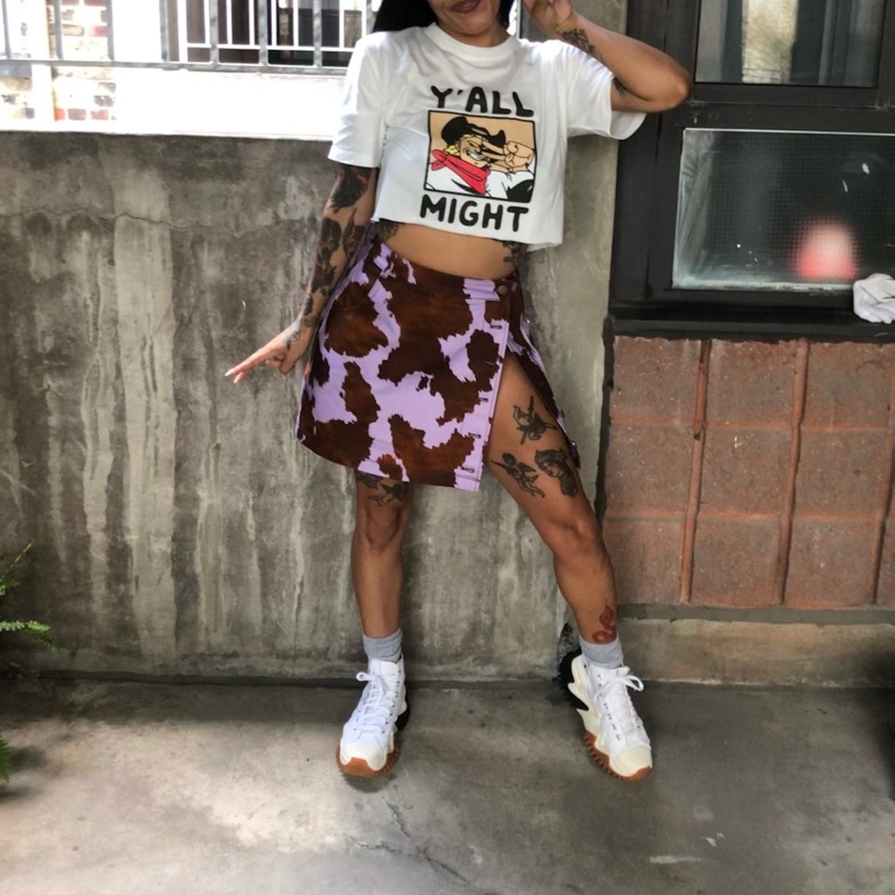 Ivy park purple cow print skirt
